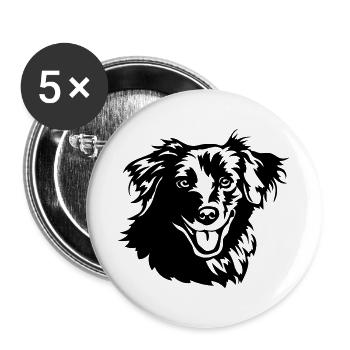 Berger des Pyrénées Kopf - Buttons groß 56 mm (5er Pack) - Weiß - Vorne