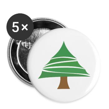 Tannenbaum - Buttons groß 56 mm (5er Pack) - Weiß - Vorne