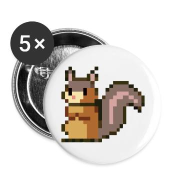 Squirrel Pixel Art Idée cadeau - Lot de 5 grands badges (56 mm) - blanc - Devant