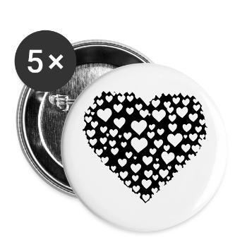 Heart Symbol Love Cute Hearts Pink Drawing Vector - Buttons large 2.2''/56 mm (5-pack) - white - Front