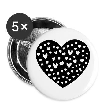 Heart Symbol Love Cute Hearts Pink Drawing Vector - Buttons large 2.2''/56 mm (5-pack) - white - Front