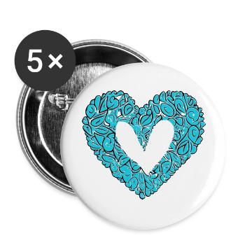 Heart Symbol Love Cute Hearts Pink Drawing 8 - Buttons large 2.2''/56 mm (5-pack) - white - Front