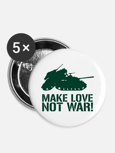 MAKE LOVE NOT WAR TANK - Buttons groß 56 mm (5er Pack) - Weiß