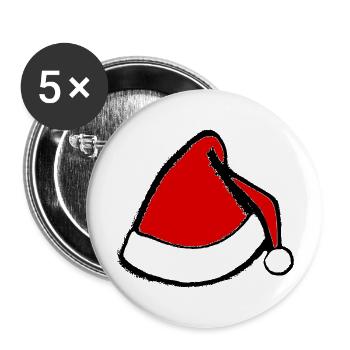 Christmas Hat Santa Claus Christmas 1 - Buttons large 2.2''/56 mm (5-pack) - white - Front