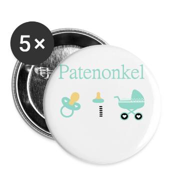 Patenonkel Geburt Junge Taufe - Buttons groß 56 mm (5er Pack) - Weiß - Vorne
