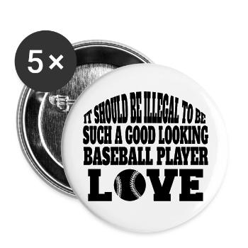 Baseball Baseballspiel Geschenk Baseballliebhaber - Buttons groß 56 mm (5er Pack) - Weiß - Vorne
