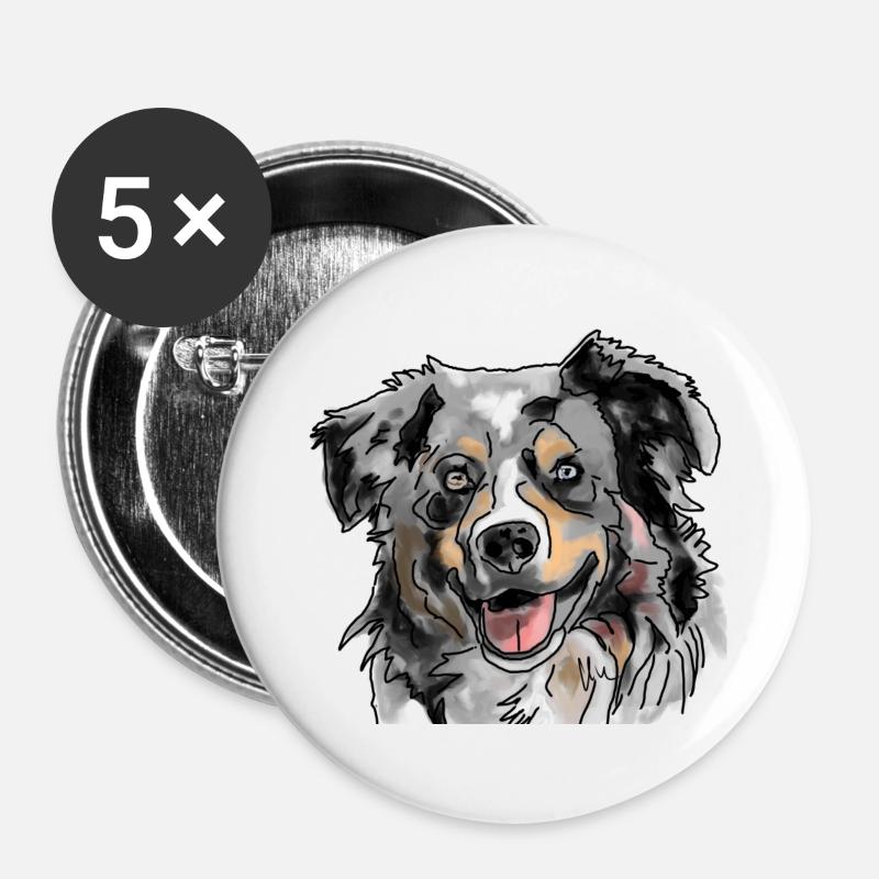 Australian Shepherd - Buttons large 2.2''/56 mm (5-pack) - white