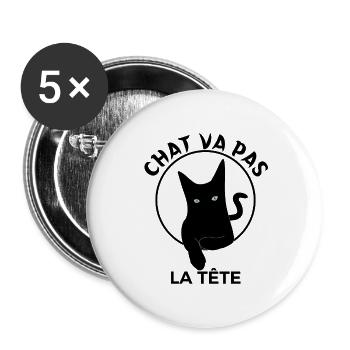 Chat Chat domestique - Lot de 5 grands badges (56 mm) - blanc - Devant