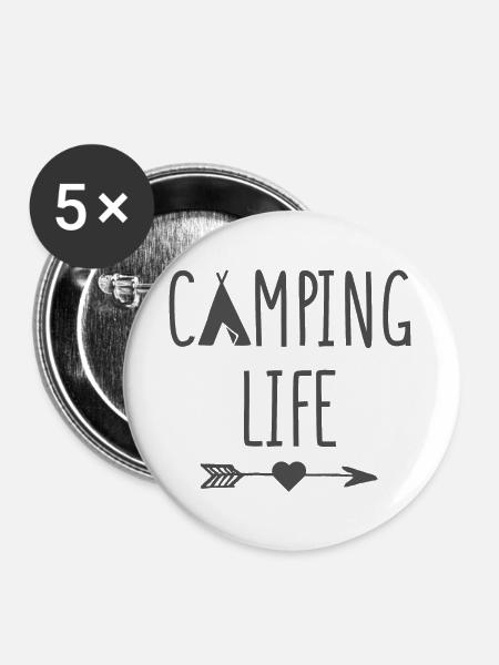 Campingleben - Buttons groß 56 mm (5er Pack) - Weiß
