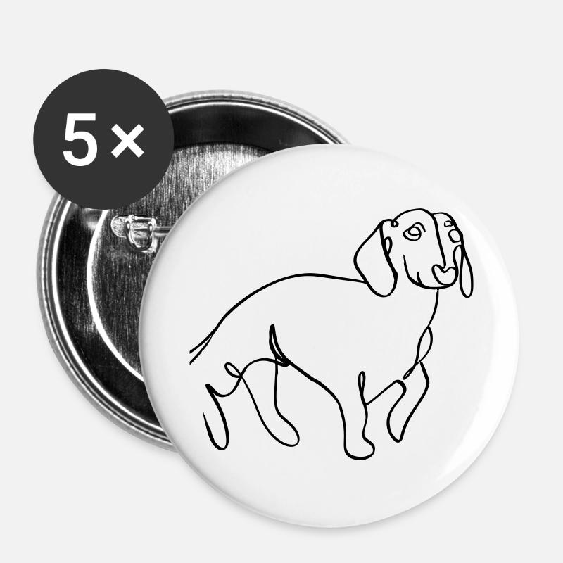 Dachshund - Buttons large 2.2''/56 mm (5-pack) - white