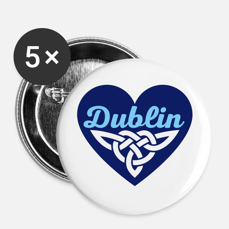 Dublin Celtic Heart - Buttons large 2.2''/56 mm (5-pack) - white