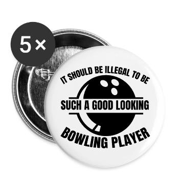 Bowling Gift Bowling ball Cone bowling bowling - Buttons large 2.2''/56 mm (5-pack) - white - Front