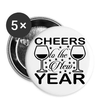 Cheers to the New Year - Buttons groß 56 mm (5er Pack) - Weiß - Vorne