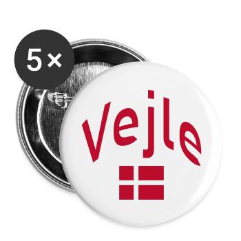 Vejle Denmark flag - Buttons large 2.2''/56 mm (5-pack) - white - Front