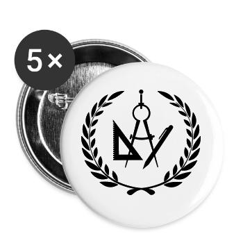 Architect or designers tools in laurel wreath - Buttons large 2.2''/56 mm (5-pack) - white - Front