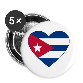 Cœur de drapeau de Cuba - Lot de 5 grands badges (56 mm) - blanc - Devant