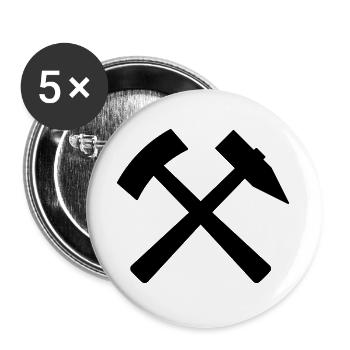 Miner's sign mallet iron Erzgebirge colliery - Buttons large 2.2''/56 mm (5-pack) - white - Front