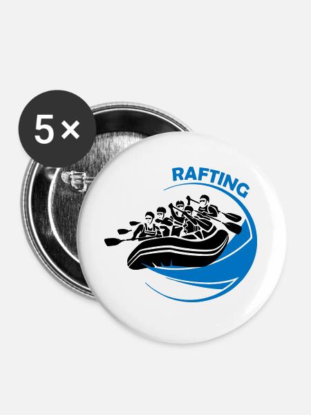 Rafting - Buttons groß 56 mm (5er Pack) - Weiß