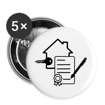 Signature de la maison et du contrat - Lot de 5 grands badges (56 mm) - blanc - Devant