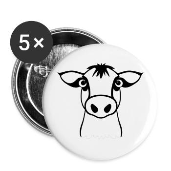 Kuh süß Tier Bauernhof Tiere lustig Kühe neu 22 - Buttons groß 56 mm (5er Pack) - Weiß - Vorne