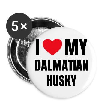 Chien Hund - Lot de 5 grands badges (56 mm) - blanc - Devant