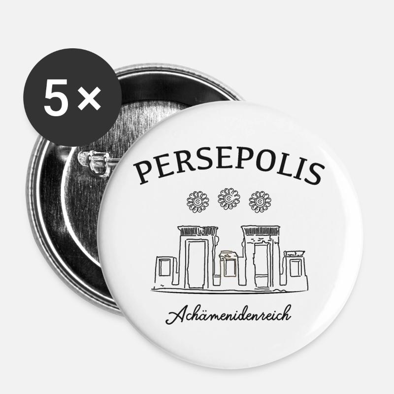 Iran, Persepolis, excavation site - Buttons large 2.2''/56 mm (5-pack) - white