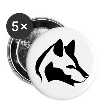 Silhouette Hundekopf, Schwarzes Emblem, Tierdesign - Buttons groß 56 mm (5er Pack) - Weiß - Vorne