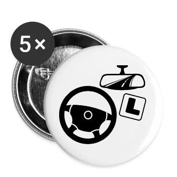 Logo de l’instructeur de conduite - Lot de 5 grands badges (56 mm) - blanc - Devant