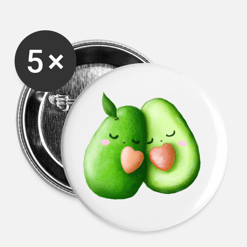 Avocado Valentine's Day - Buttons large 2.2''/56 mm (5-pack) - white