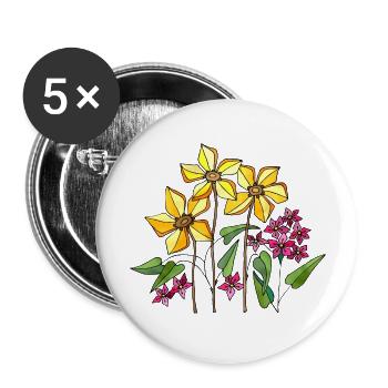 Flowers - Buttons large 2.2''/56 mm (5-pack) - white - Front