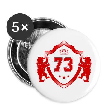 73 Zahl Wappen - Buttons groß 56 mm (5er Pack) - Weiß - Vorne