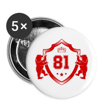 81 Zahl Wappen - Buttons groß 56 mm (5er Pack) - Weiß - Vorne
