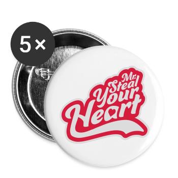 Monsieur vole votre cœur - Lot de 5 grands badges (56 mm) - blanc - Devant