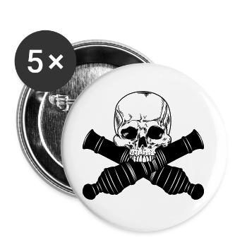 Skull with two cannons - Buttons large 2.2''/56 mm (5-pack) - white - Front