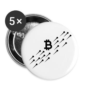 Bitcoin Trading Crypto Aktien - Buttons groß 56 mm (5er Pack) - Weiß - Vorne