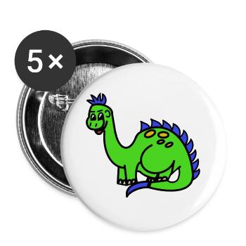 Bruno der Brontosaurier - Buttons groß 56 mm (5er Pack) - Weiß - Vorne