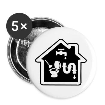 Haus mit Klempnerarbeiten - Buttons groß 56 mm (5er Pack) - Weiß - Vorne