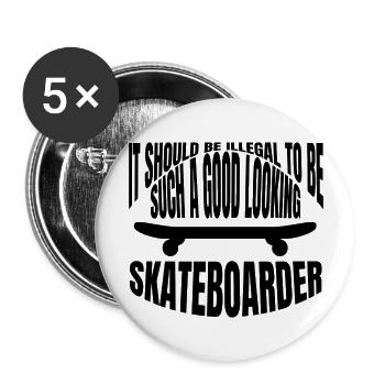 Skateboard Skaten Skateboarding Longboard Skater - Buttons groß 56 mm (5er Pack) - Weiß - Vorne