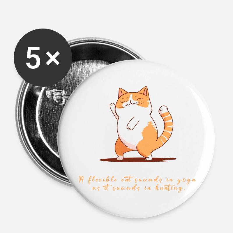 Cute cat doing Yoga: Be comfort - Buttons large 2.2''/56 mm (5-pack) - white