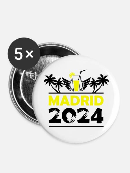 Madrid 2024 - Buttons groß 56 mm (5er Pack) - Weiß
