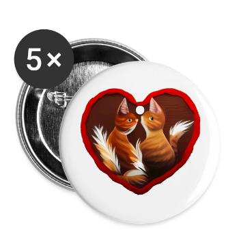 Katzenherz Valentinstag Katzenliebhaber Geschenk - Buttons groß 56 mm (5er Pack) - Weiß - Vorne
