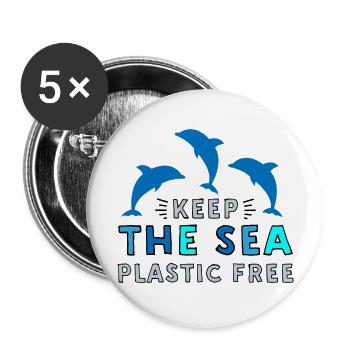 Umweltverschmutzung im Meer - Buttons groß 56 mm (5er Pack) - Weiß - Vorne