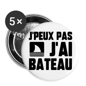 J’peux pas j’ai bateau - Lot de 5 grands badges (56 mm) - blanc - Devant