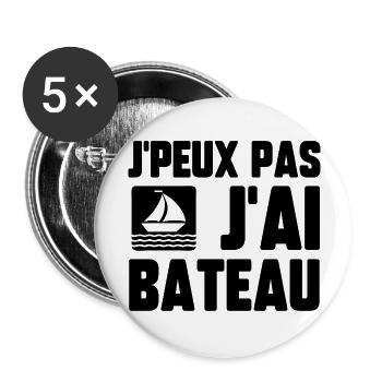 J’peux pas j’aibateau - Lot de 5 grands badges (56 mm) - blanc - Devant