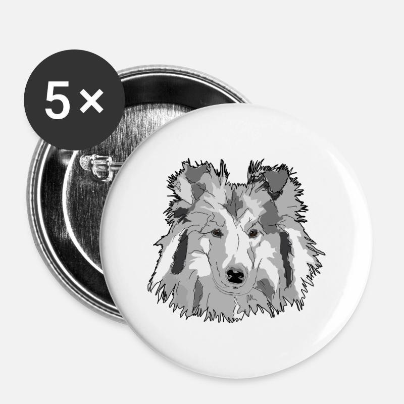 Collie - Buttons large 2.2''/56 mm (5-pack) - white