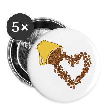 Coffee Cup Caffeine Coffee Gift Coffee Bean - Buttons large 2.2''/56 mm (5-pack) - white - Front