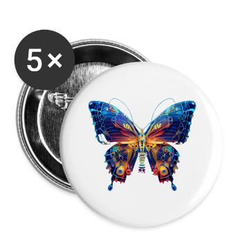 electric butterfly - Buttons groß 56 mm (5er Pack) - Weiß - Vorne