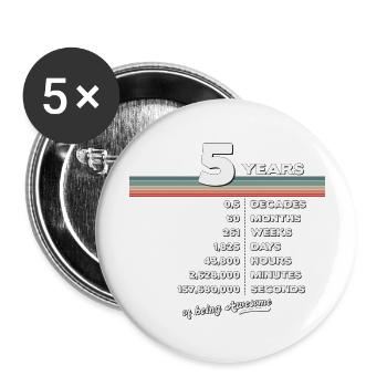 5ème Anniversaire Vintage 5 ans Rétro 60 Mois - Lot de 5 grands badges (56 mm) - blanc - Devant