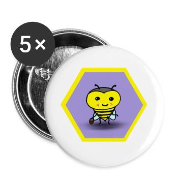 Biene mit Eimerchen - Buttons groß 56 mm (5er Pack) - Weiß - Vorne