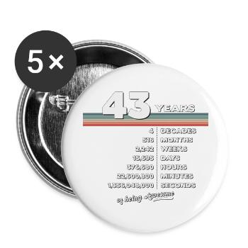 43ème Anniversaire Millésime 43 ans Rétro 516 - Lot de 5 grands badges (56 mm) - blanc - Devant